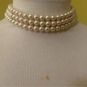 Vintage Elegant Pearl Choker Necklace 14” Length